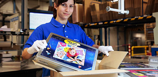 A woman working in the puzzle production